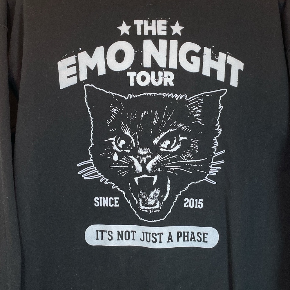 The Emo Night Tour Black Cat Crewneck Varsity Sweatshirt M - Picture 2 of 3